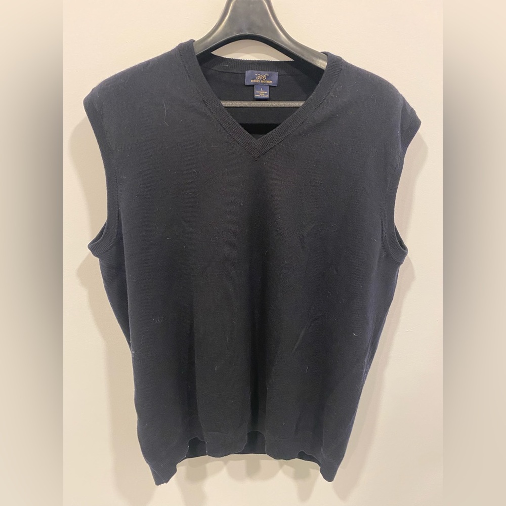Brooks Brothers Merino Wool Vest - Black - Size Large L